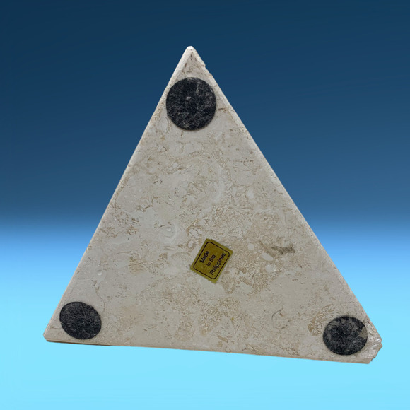 Vintage Natural Marble Modernist Bookend Triangle Beige Mid Century 8" READ - Picture 4 of 9